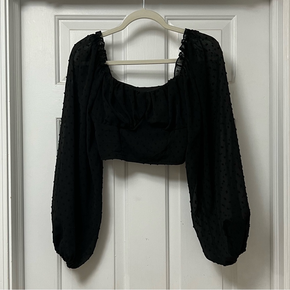 Black Puffer Long Sleeve Top